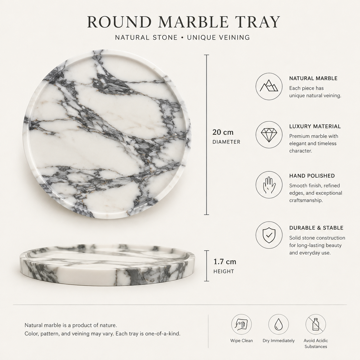 Arabescato Marble Tray