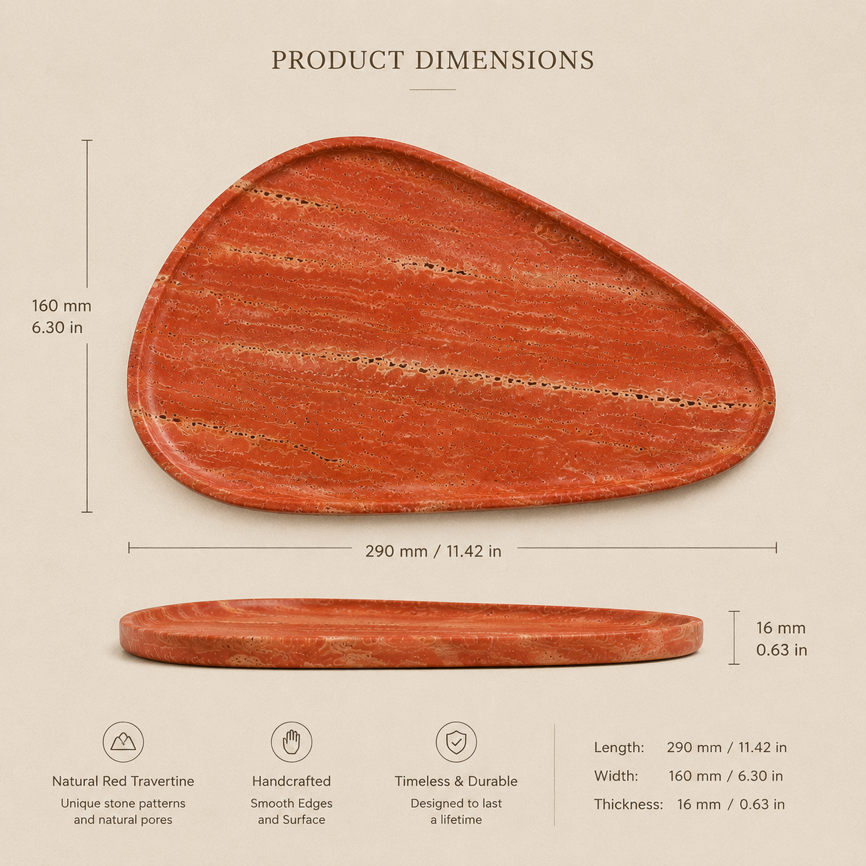 Red Travertine Shell Tray