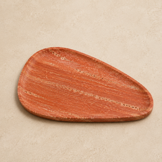 Red Travertine Shell Tray