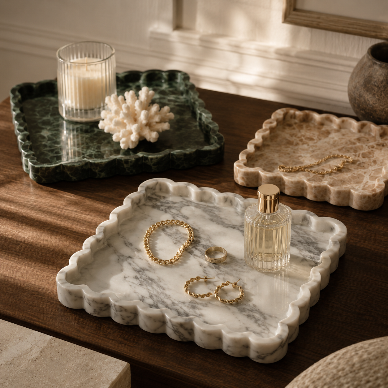 Scalloped Square Trays