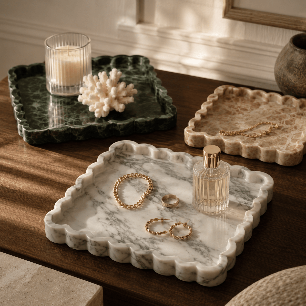 Scalloped Square Trays - Eastone