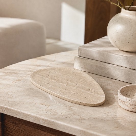 Beige Travertine Shell Tray