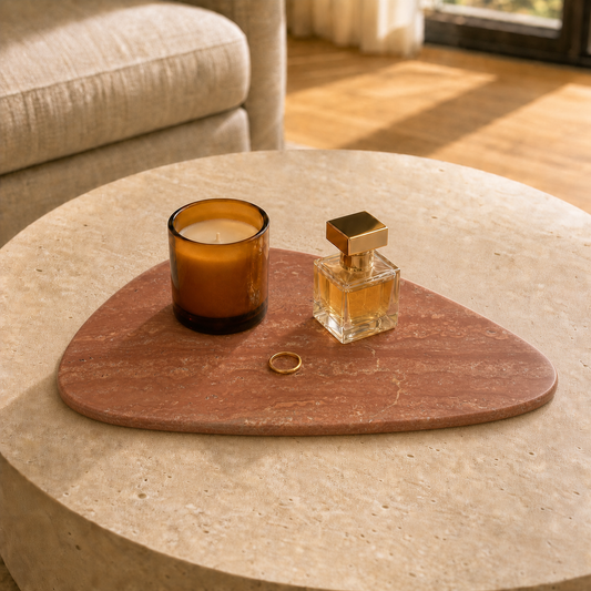 Red Travertine Shell Tray