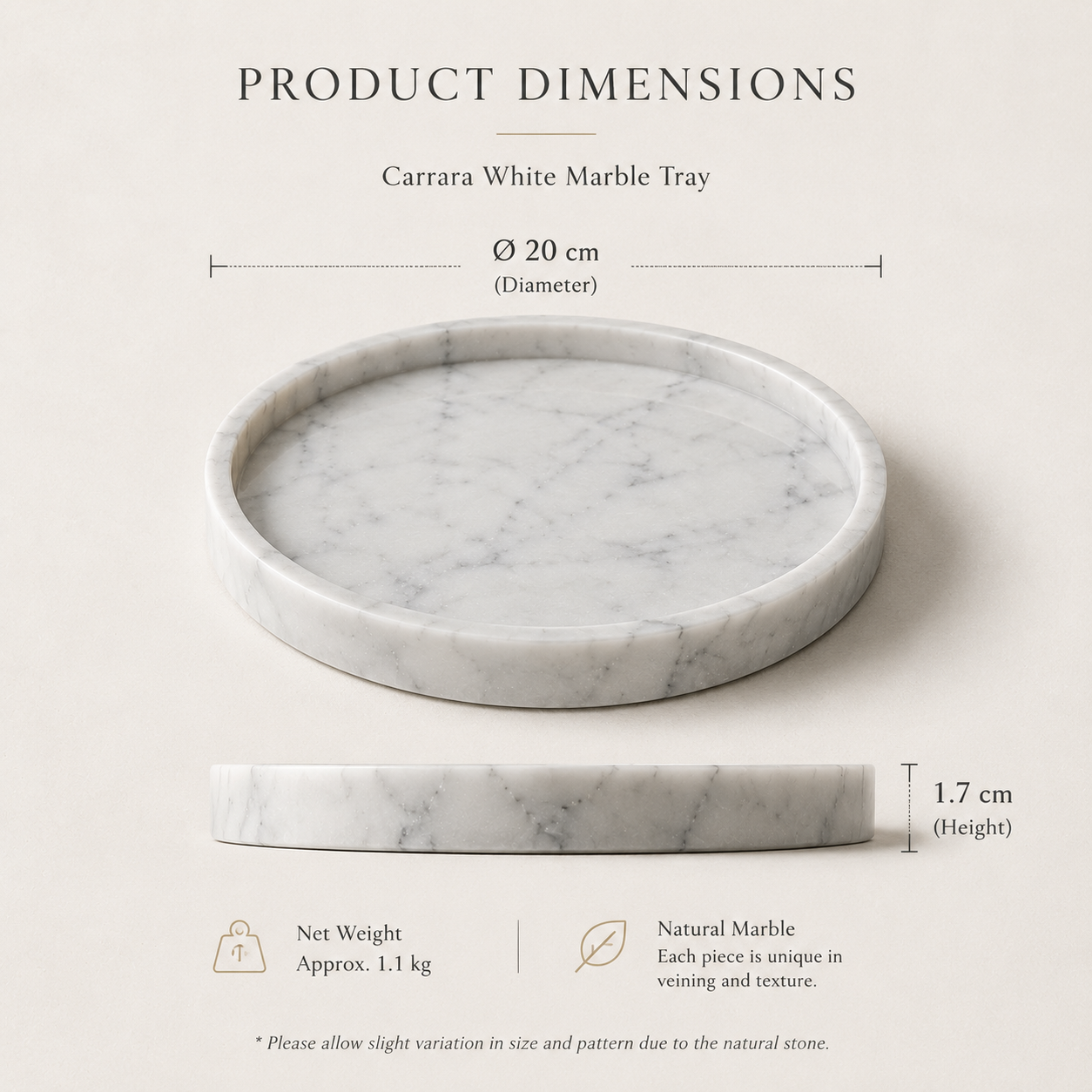 Carrara White Marble Tray