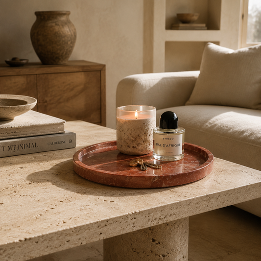 Red Travertine Marble Tray