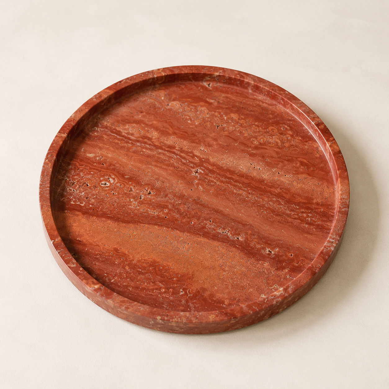 Red Travertine Marble Tray
