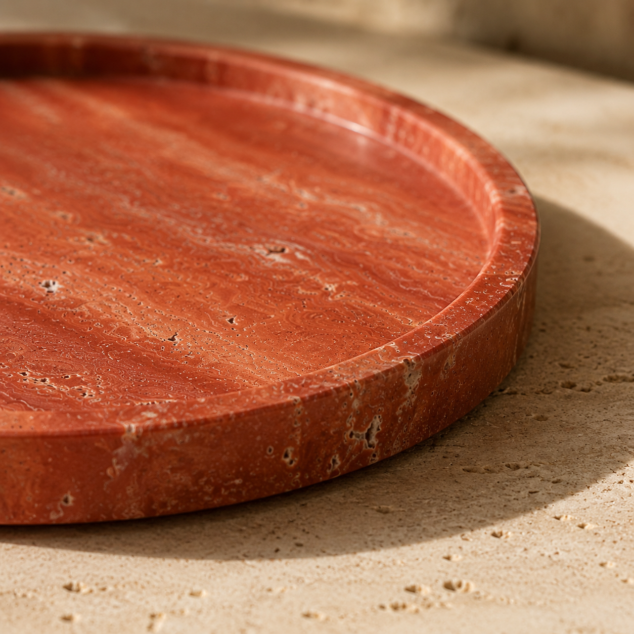Red Travertine Marble Tray