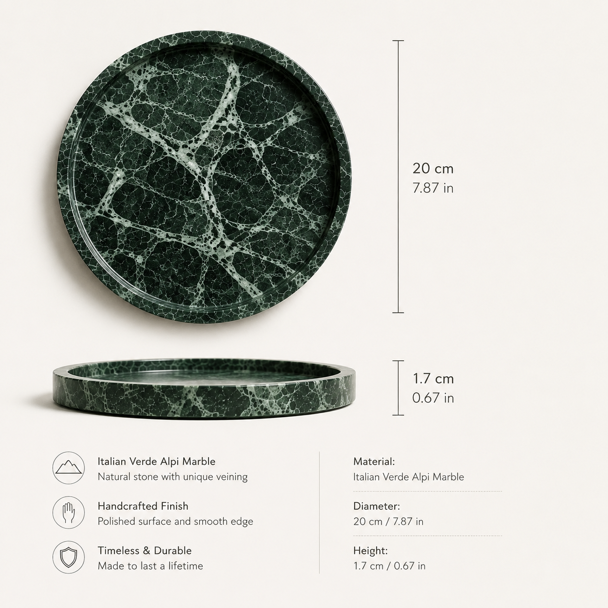 Verde Alpi Green Marble Tray