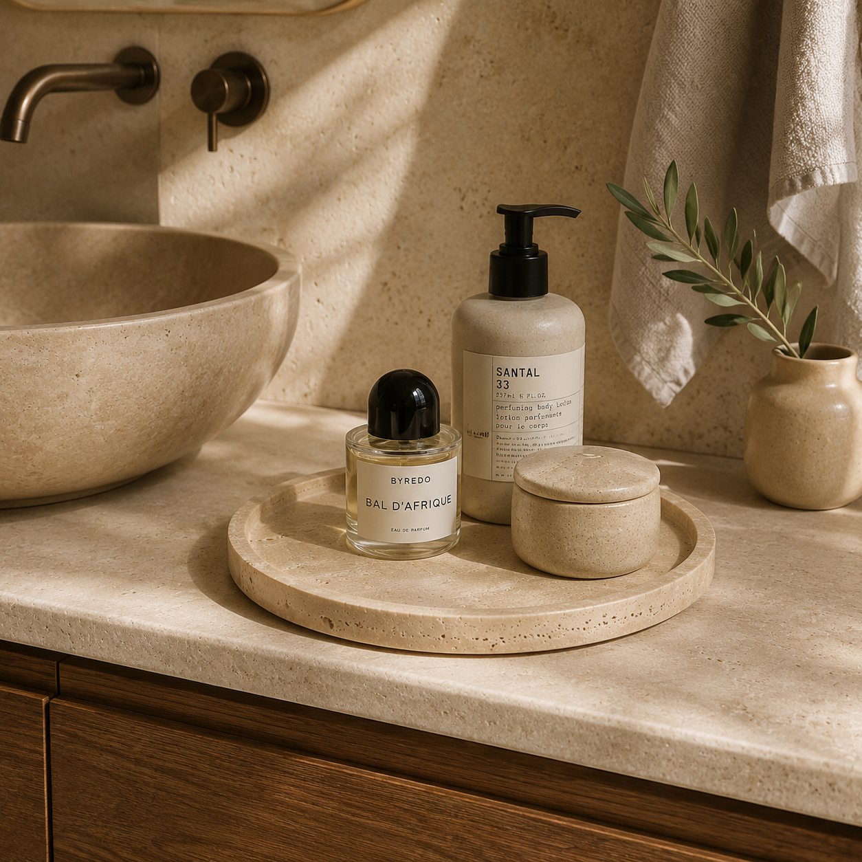 Beige Travertine Stone Tray