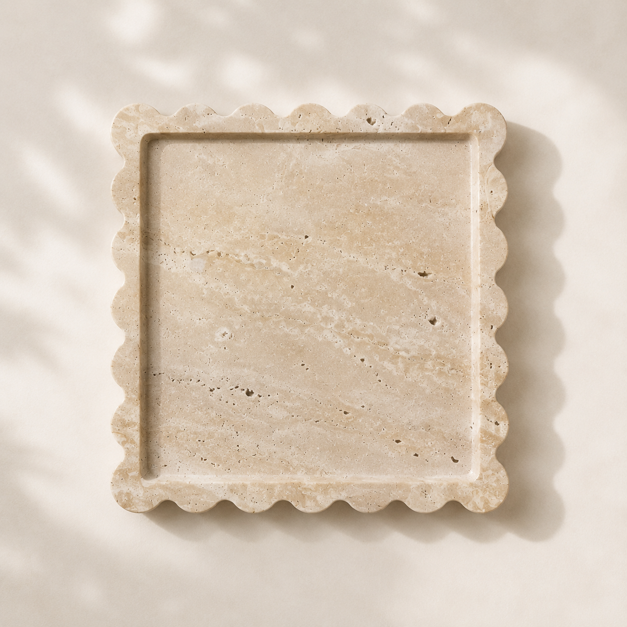 Beige Travertine Scalloped Tray