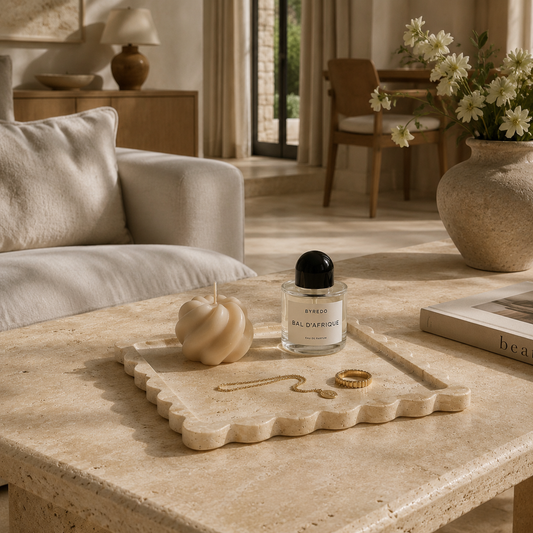 Beige Travertine Scalloped Tray