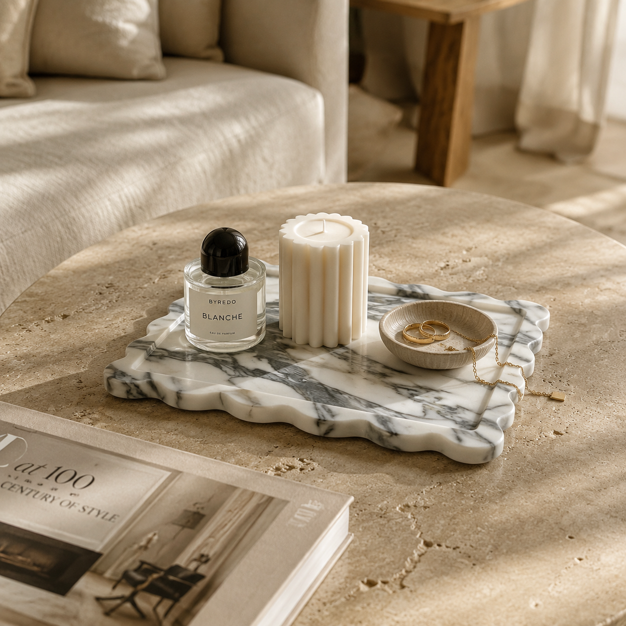 Arabescato Marble Scalloped Tray