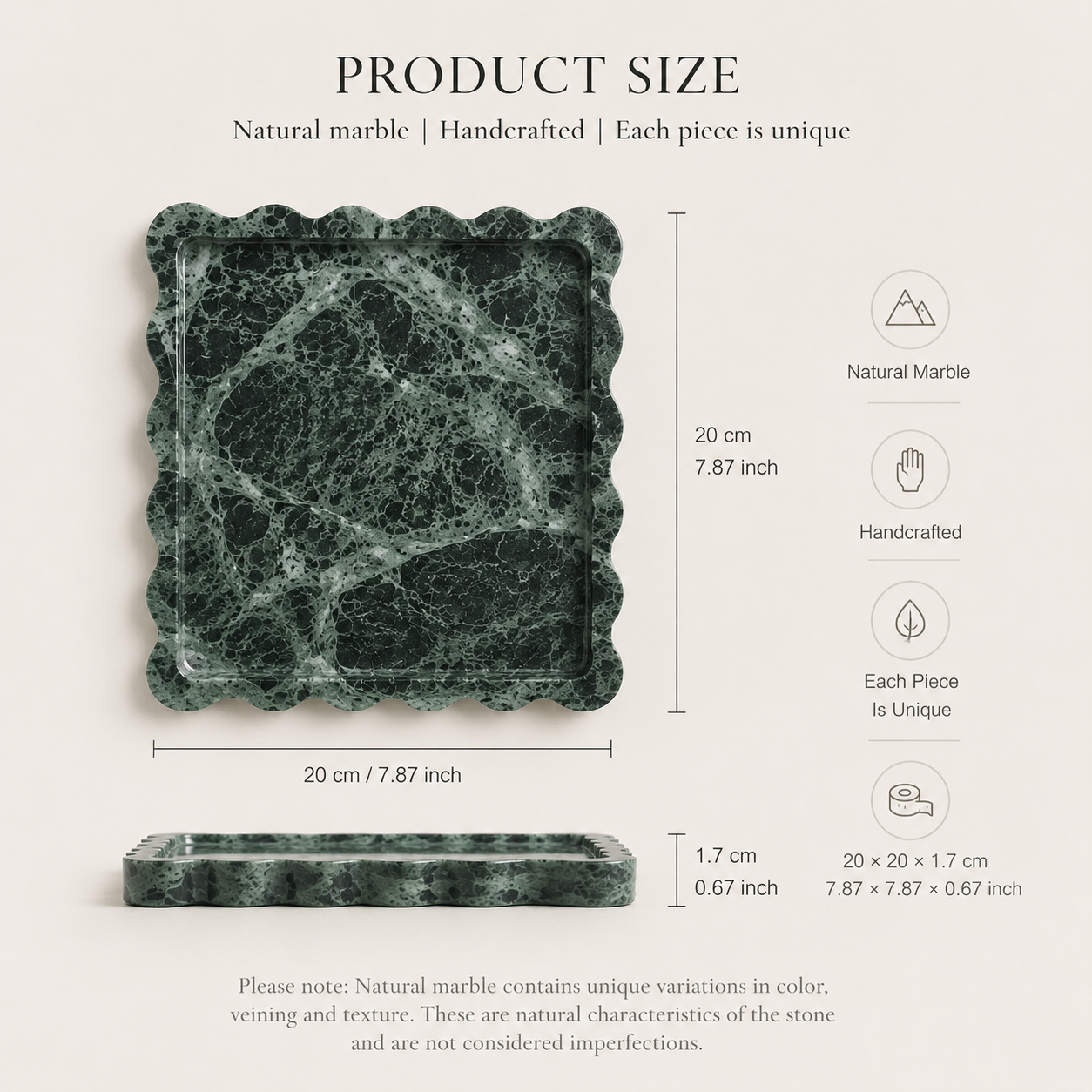 Verde Alpi Marble Scalloped Tray
