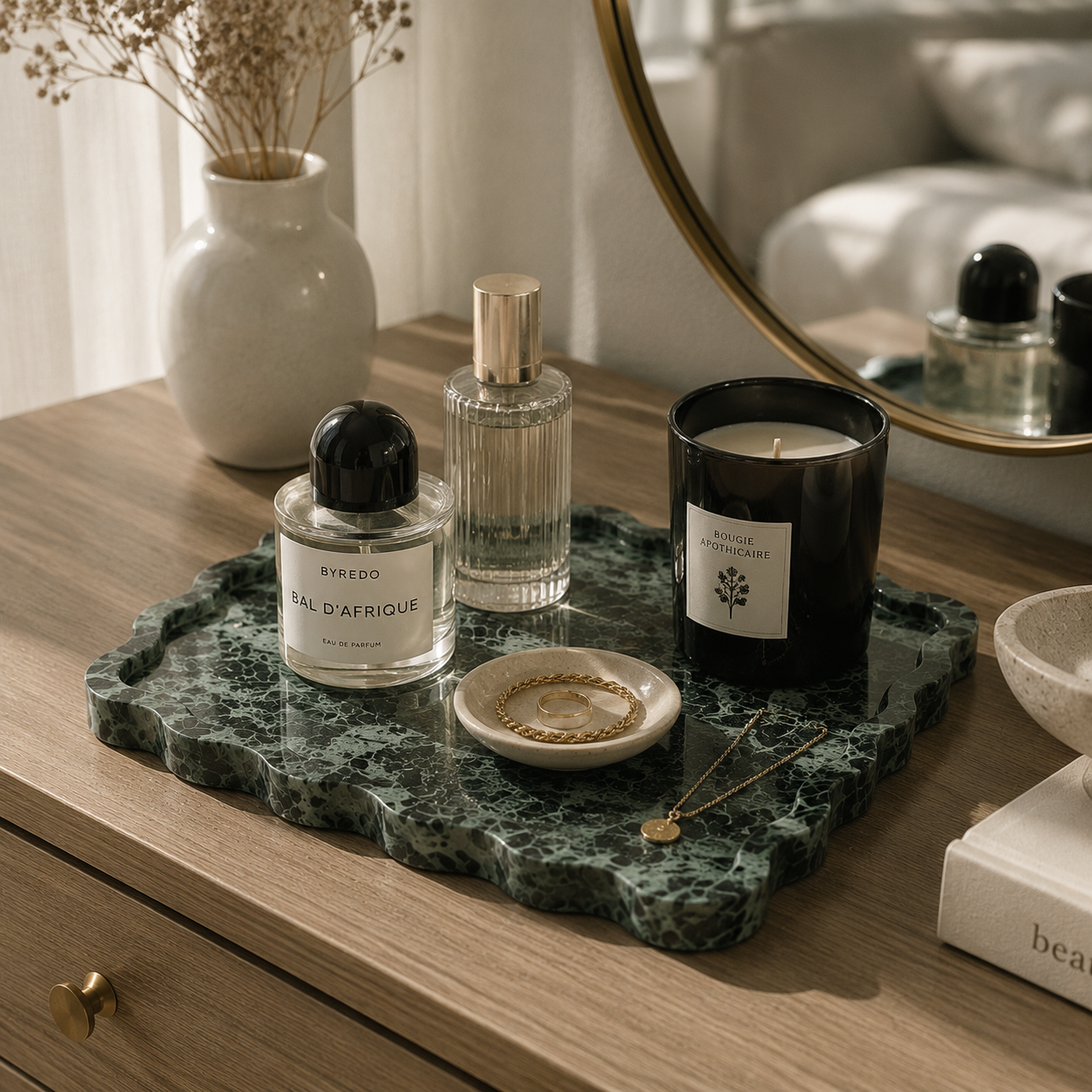 Verde Alpi Marble Scalloped Tray