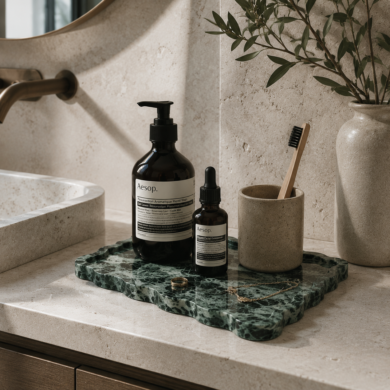 Verde Alpi Marble Scalloped Tray