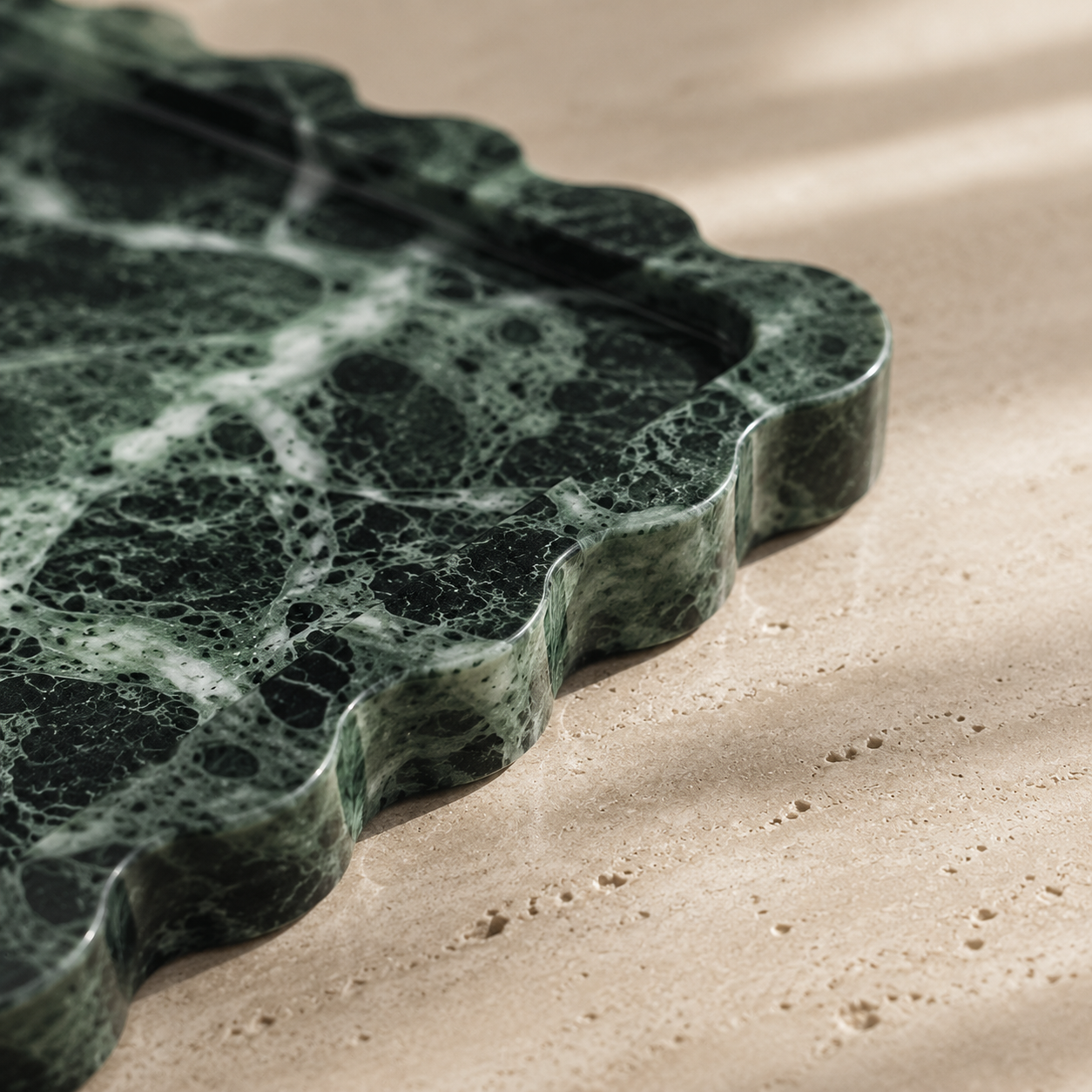 Verde Alpi Marble Scalloped Tray