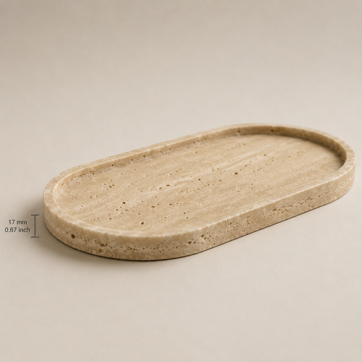 Beige Travertine Stone Oval Tray