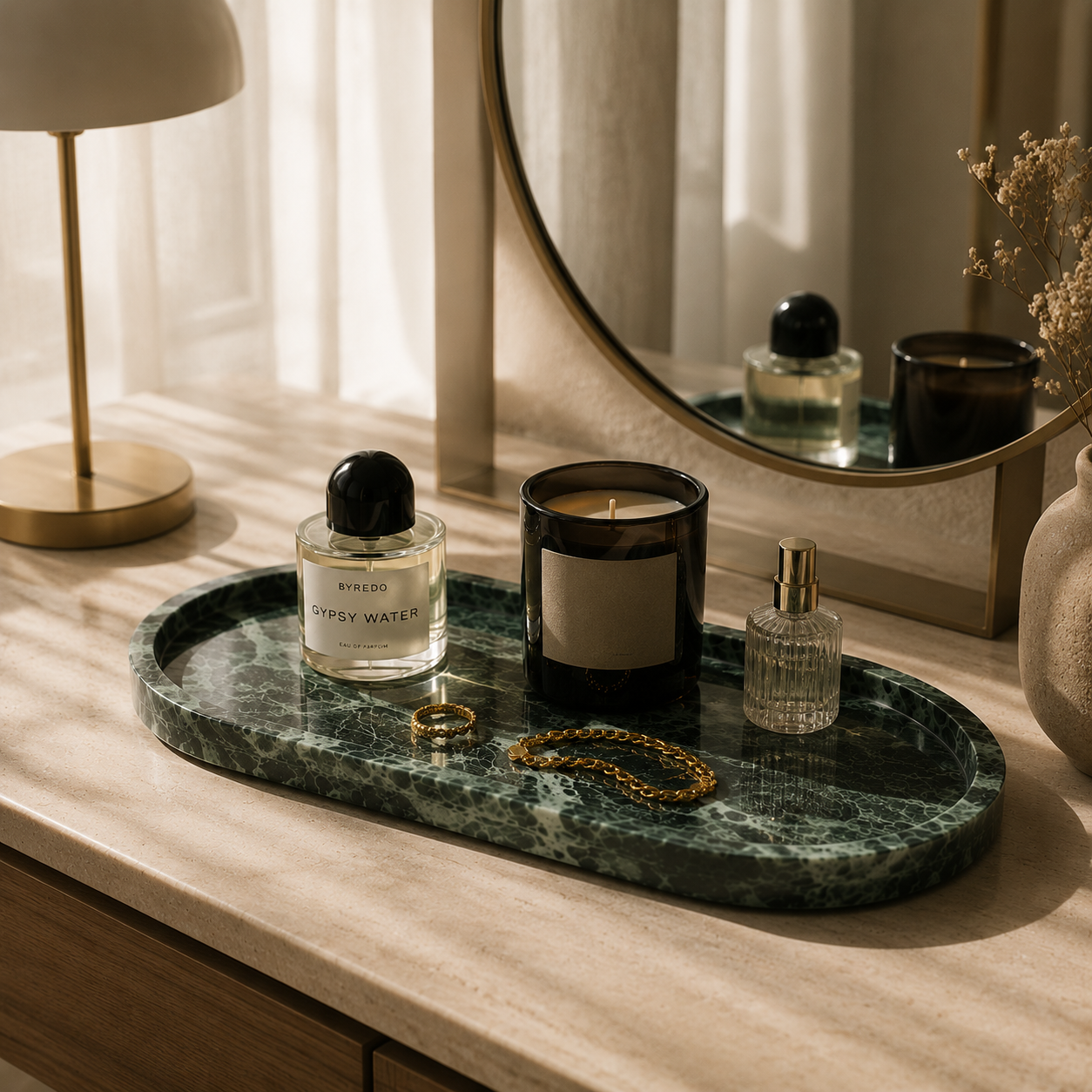 Verde Alpi Green Marble Oval Tray