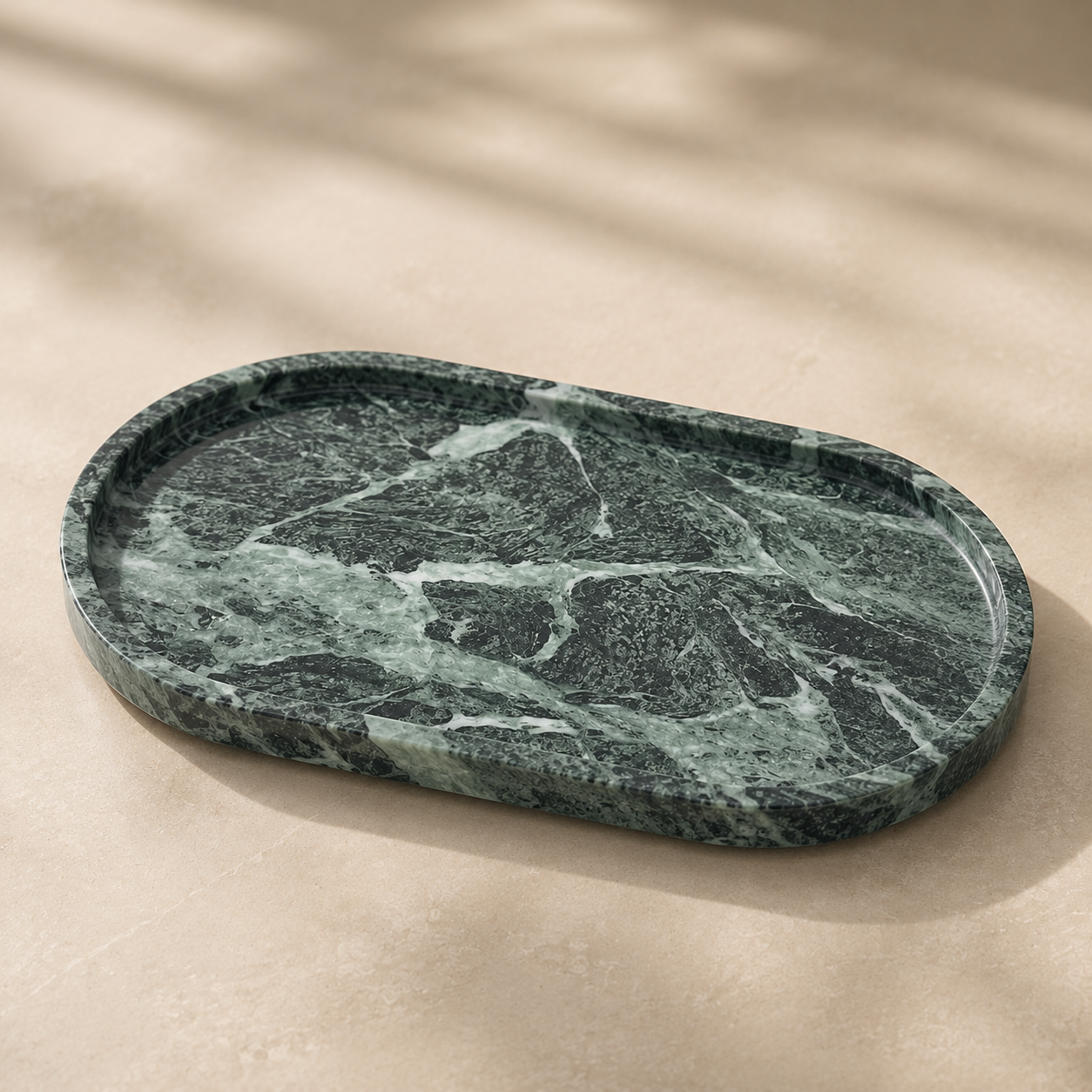Verde Alpi Green Marble Oval Tray