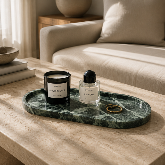 Verde Alpi Green Marble Oval Tray