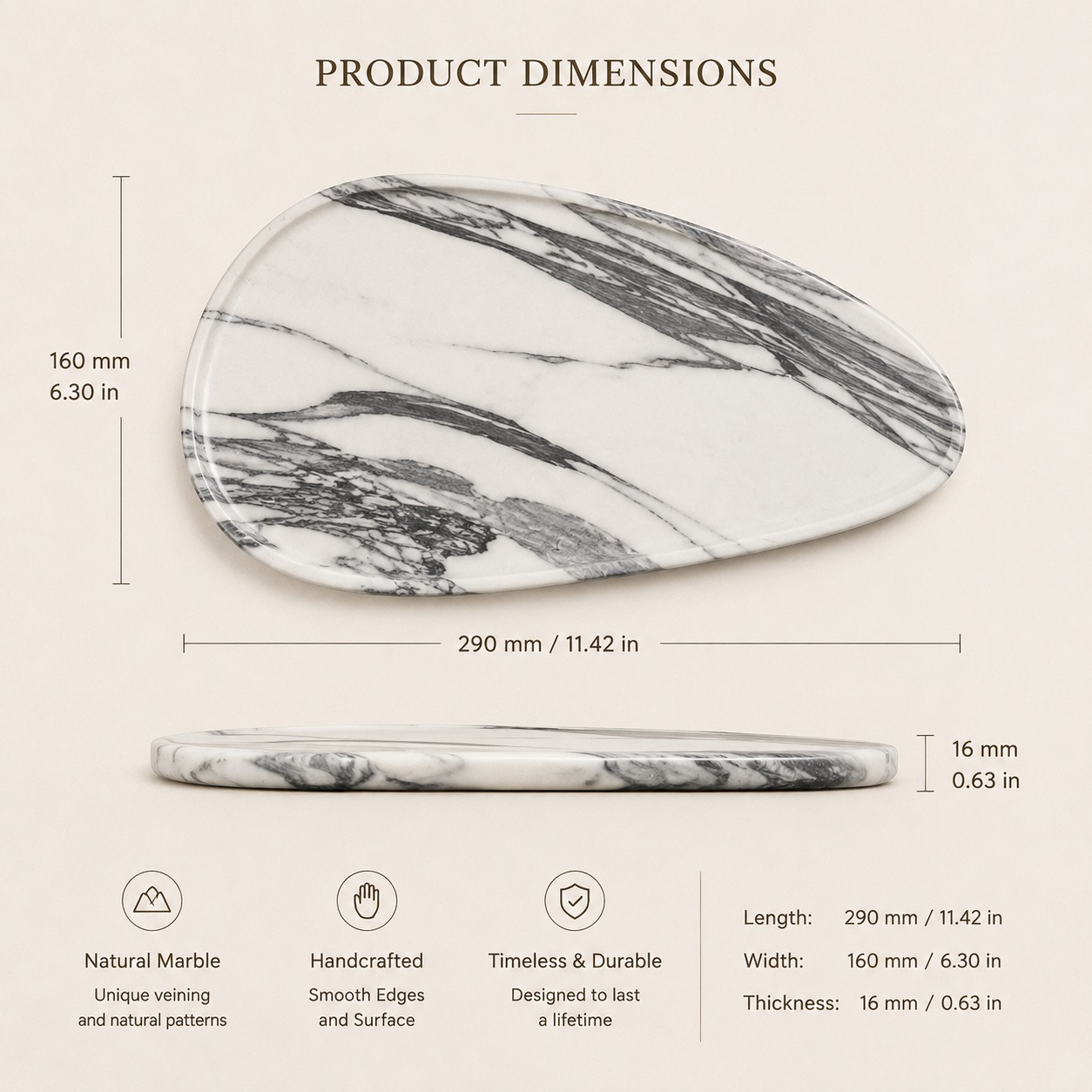 Arabescato Marble Shell Tray