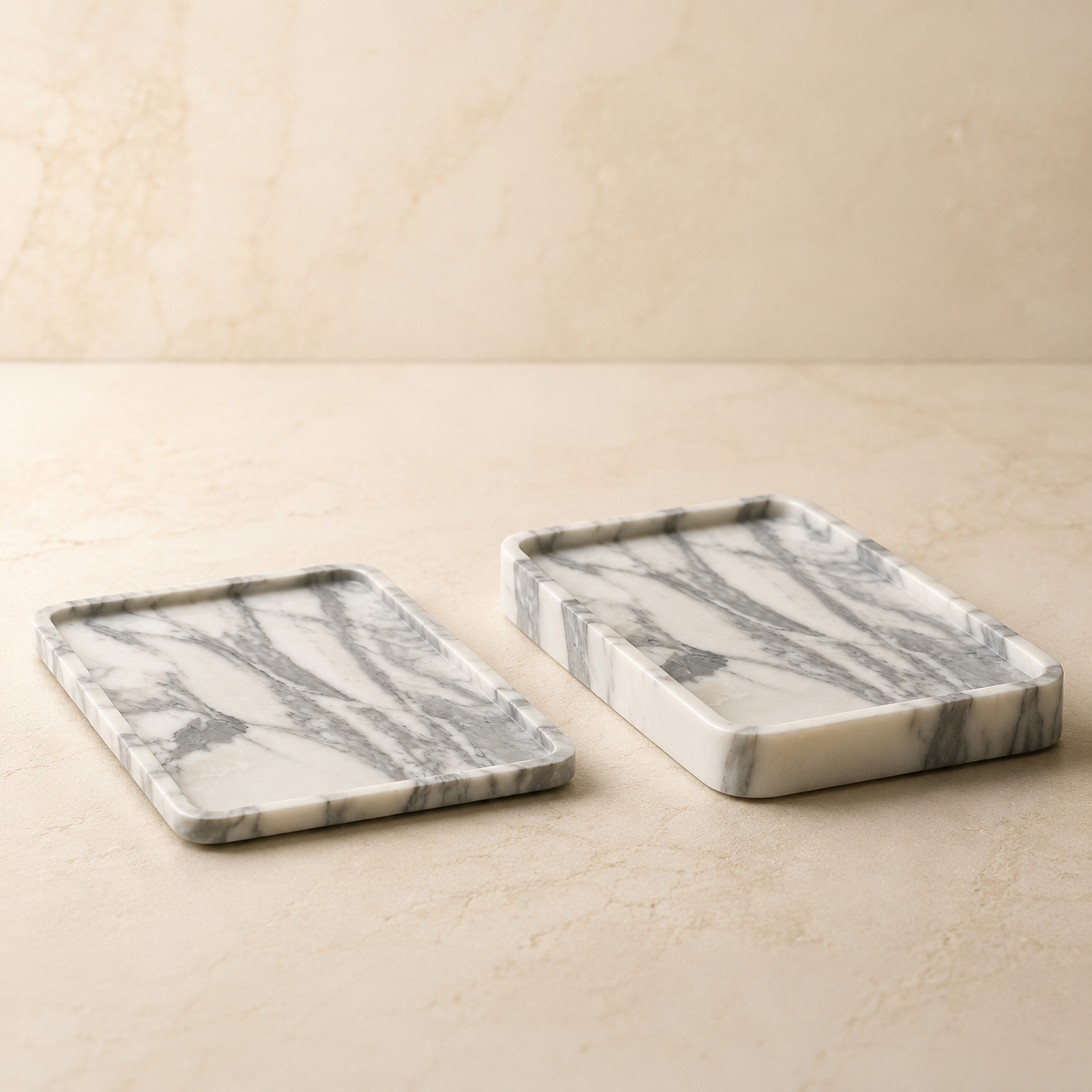 Arabescato Marble Rounded Rectangle Tray