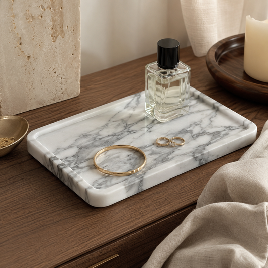 Arabescato Marble Rounded Rectangle Tray
