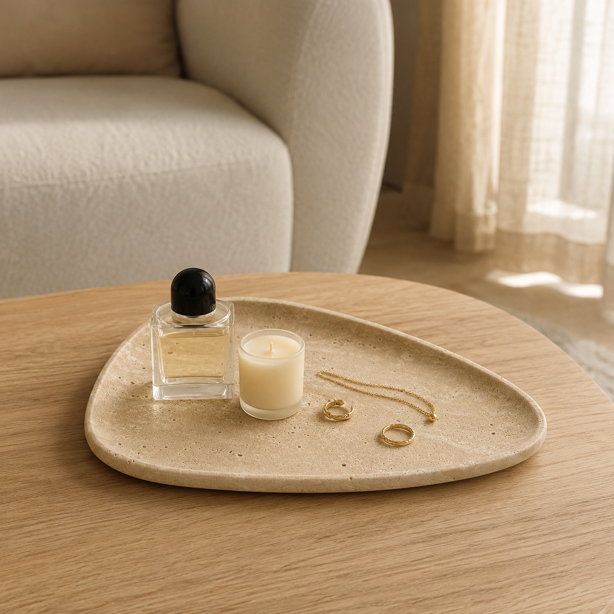 Beige Travertine Shell Tray