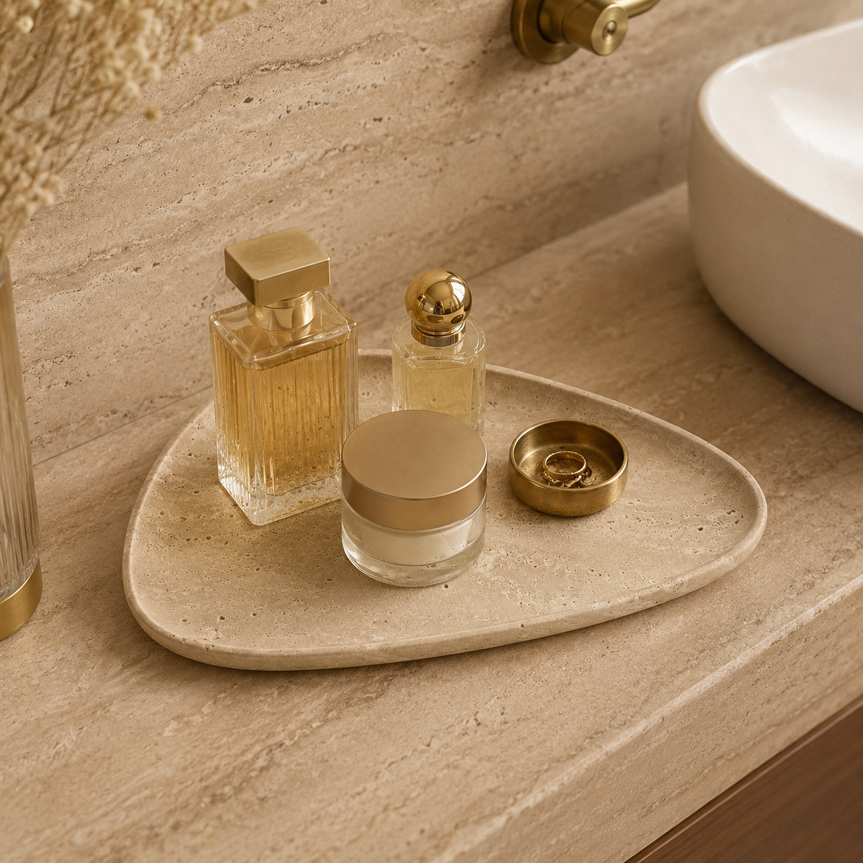 Beige Travertine Shell Tray