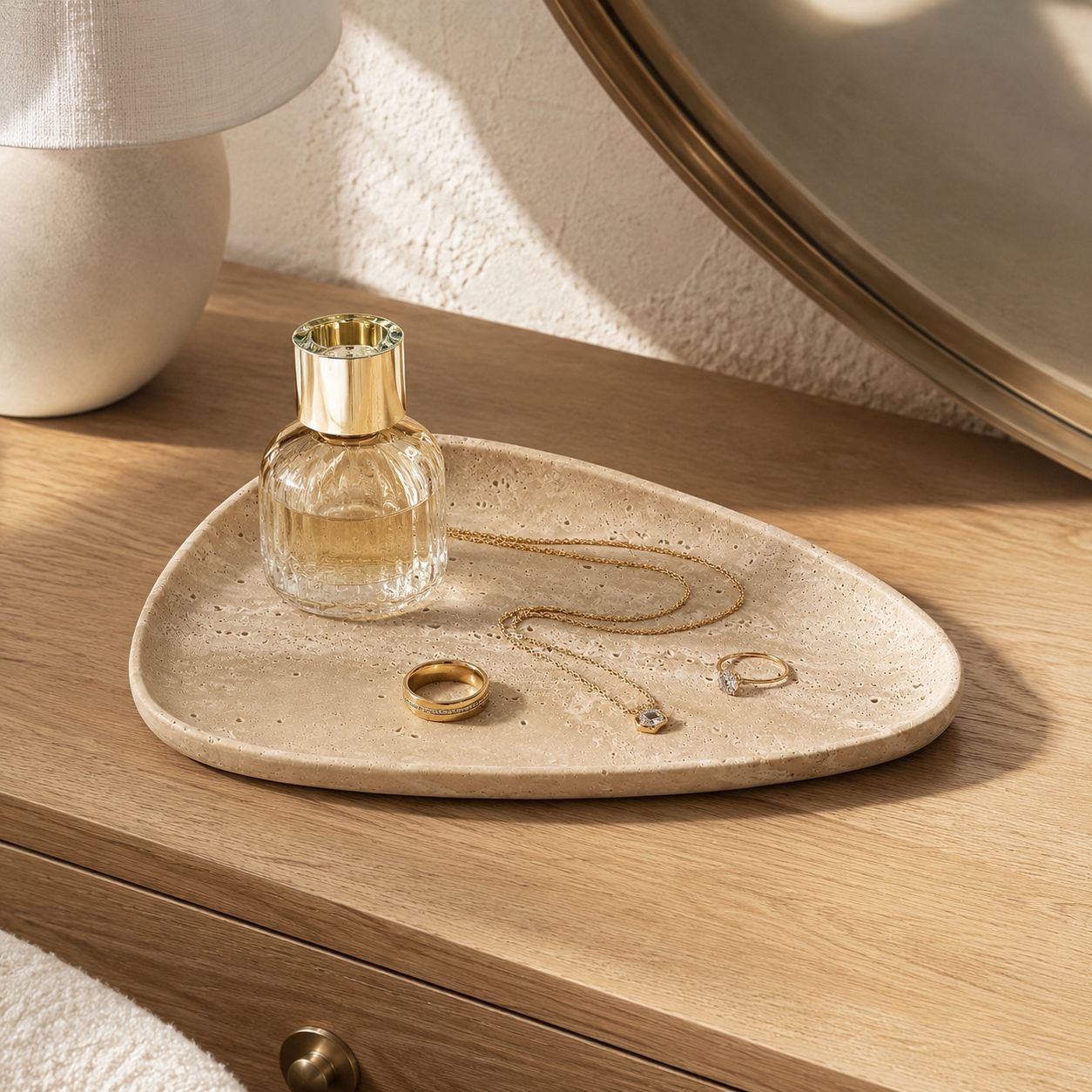 Beige Travertine Shell Tray
