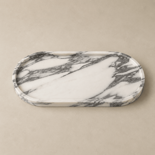 Arabescato Marble Oval Tray -| Natural Stone Home Decor | - Eastone
