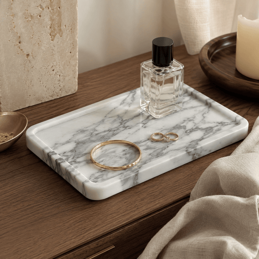 Arabescato Marble Rounded Rectangle Tray -| Natural Stone Home Decor | - Eastone