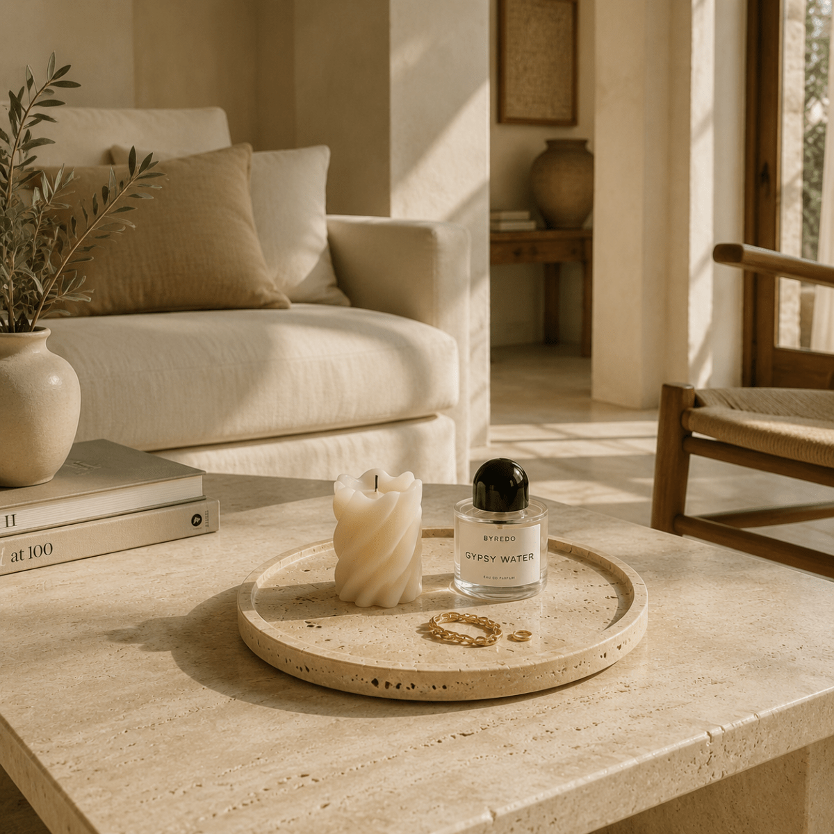 Beige Travertine Stone Tray -| Natural Stone Home Decor | - Eastone