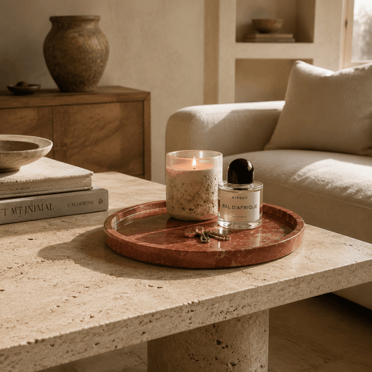 Red Travertine Marble Tray -| Natural Stone Home Decor | - Eastone