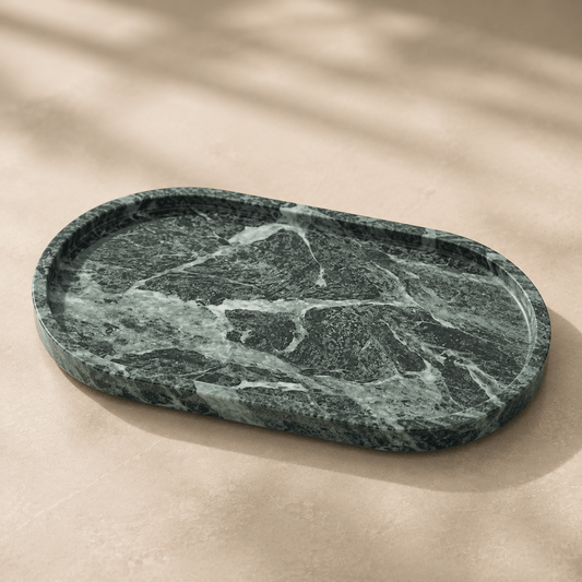 Verde Alpi Green Marble Oval Tray -| Natural Stone Home Decor | - Eastone